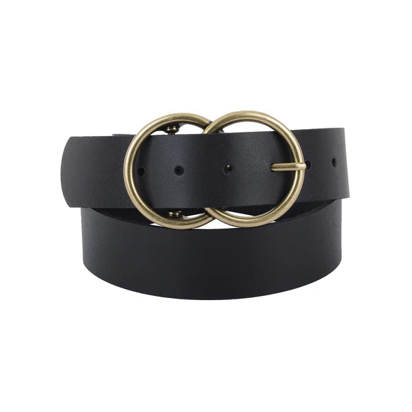 Double Circle Buckle Leather Belt