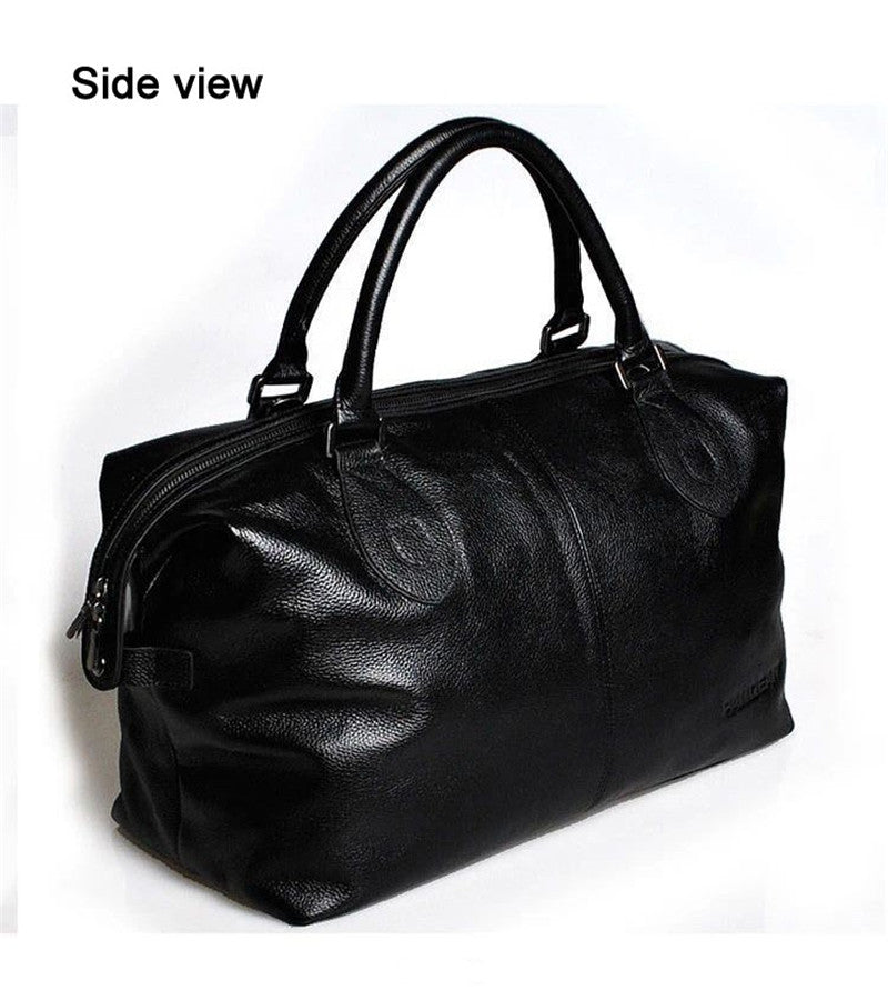 Fashion Genuine Leather Travel Bag Men's Luggage Bags Large Male Duffle Bag weekend Women Shoulder Bag Big Tote Handbag Black