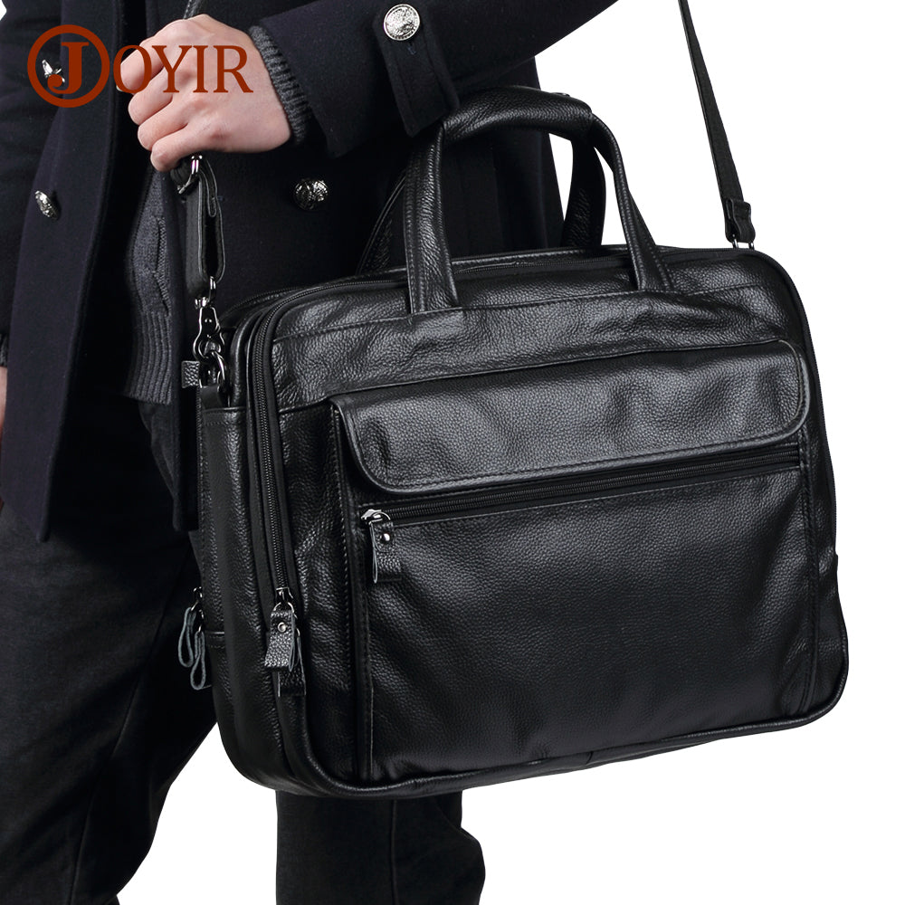 JOYIR Men Briefcases Genuine Leather Handbag 15.6"Laptop Messenger Shoulder Bag for Documents Men's Bag Business Totes 2022