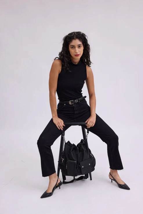 Leather Belt with Metal Strap Holders