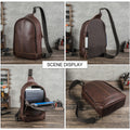 CONTACT'S Genuine Leather Single Shoulder Bags for Men Chest Bag Crossbody Bag Side Bag Male Messenger Bag for 13.3" Laptop