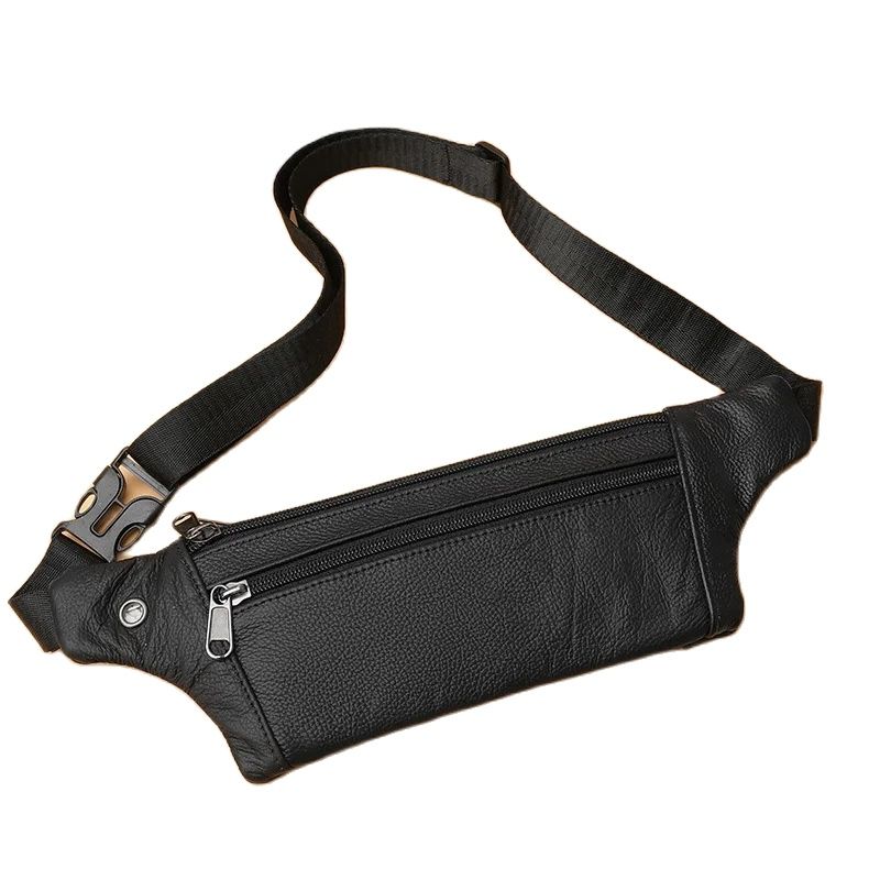GENODERN Genuine Leather Men's Belt Bag Ultra-Thin Crossbody Bag