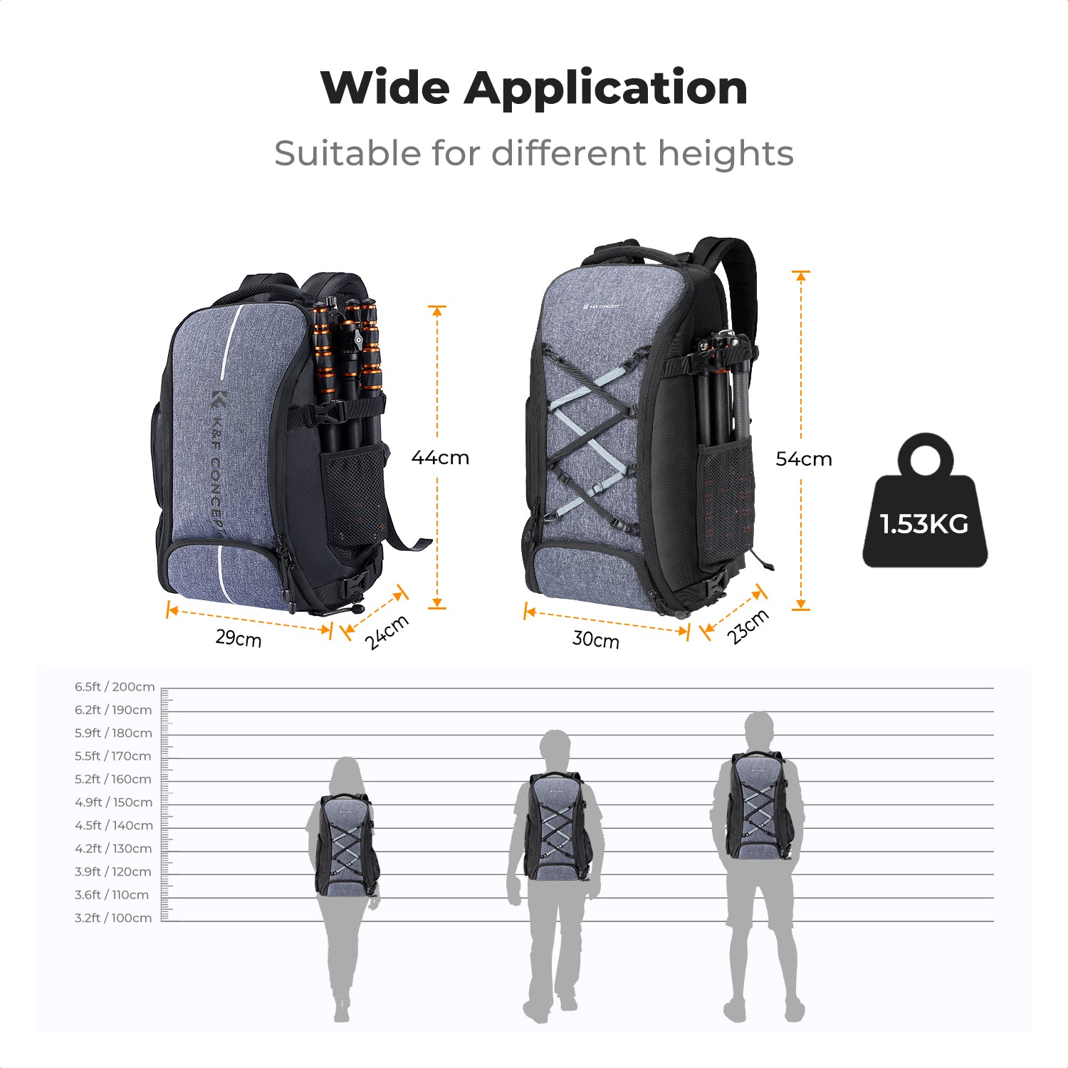 K&F Concept 32L/25L Large Camera Backpack for Canon Sony DJI DSLR/SLR Camera Bag Case 15" Laptop with Tripod Strap and Raincover
