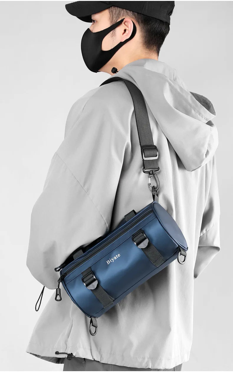 Autumn Fashion Nylon Male Shoulder Bag Large Capacity Cylinder Composite Men Crossbody Bags Waterproof Messenger bag 슬링백 bolsos