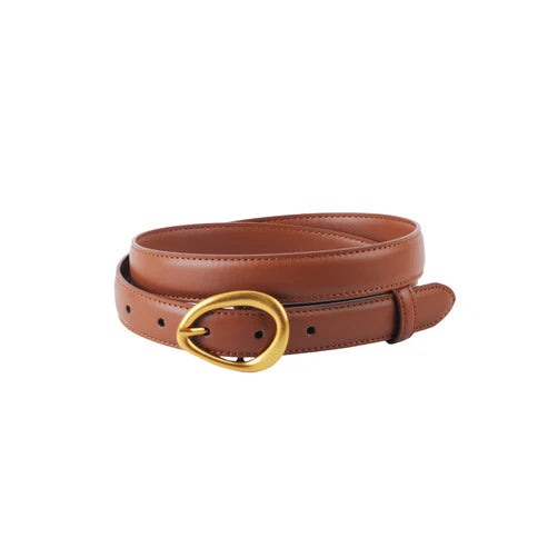 Basic Leather Belt with Asymmetrical Buckle