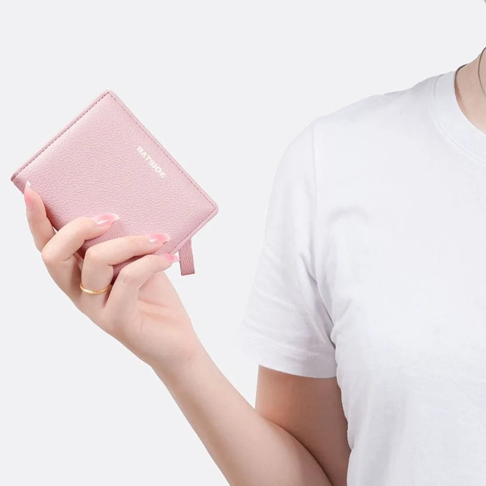 Fashion PU Leather Short Wallet Large Capacity Solid Color Card Holder Thin Women's Handbag Student Men Small Purse Mini Clutch