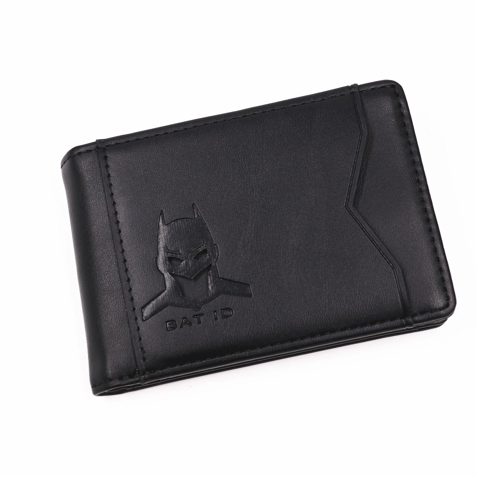 Leather Bat ID Wallet For Men Slim Bifold Credit Card Holder Case With Cutout Superhero Face Eyes Mask Gift For Husband Teens