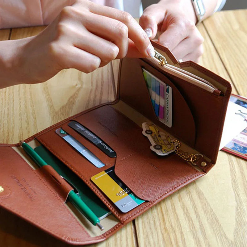 Foldable Travel Passport Cover Credit Card Holder Money Wallet ID Multifunction Documents Flight License Wallet Bag