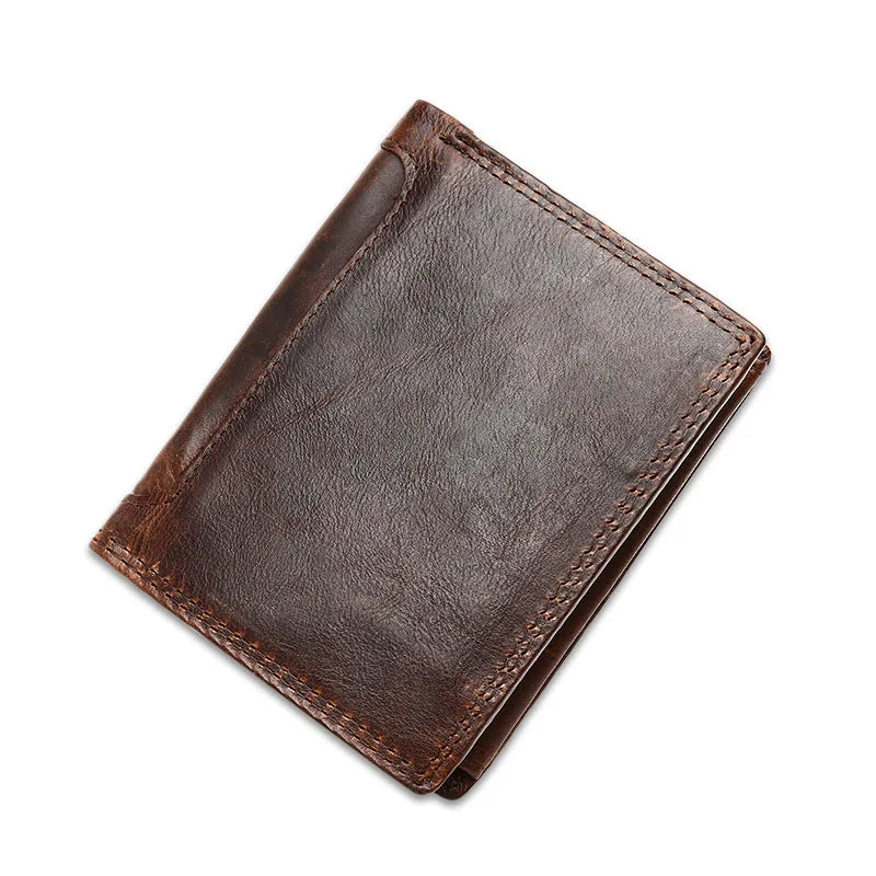 JOYIR Vintage Men Genuine Leather Wallet Short Small Wallet Male Slim Purse Mini Wallet Coin Purse Money Credit Card Holder New